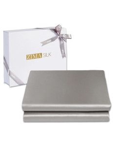 Sábana Ajustable ZIMASILK 100% Seda de Morera Reina Gris 19 Momme
