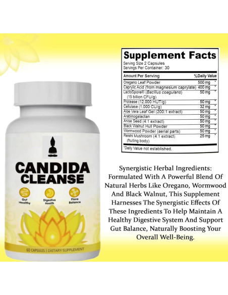 Suplemento Digestivo Candida Cleanse - 60 Cápsulas