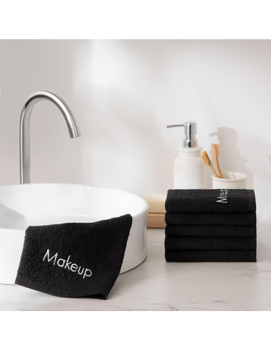 Toallas de Maquillaje Arkwright - 6 Piezas 28x43 cm Algodón Negro