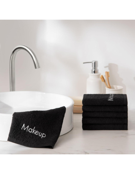 Toallas de Maquillaje Arkwright - 6 Piezas 28x43 cm Algodón Negro