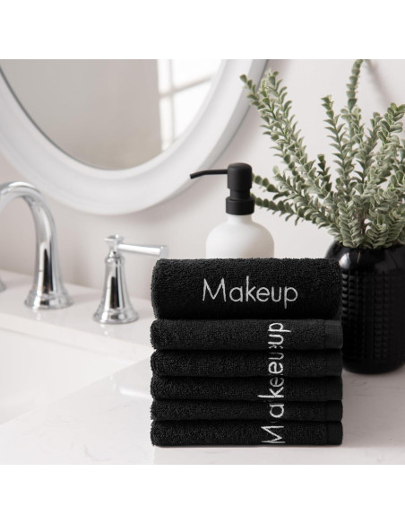Toallas de Maquillaje Arkwright - 6 Piezas 28x43 cm Algodón Negro