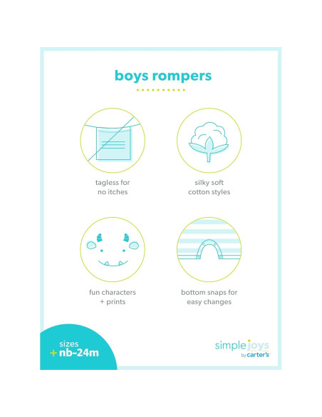 Conjunto de 3 monos para bebés Simple Joys de Carter's - 3-6 meses