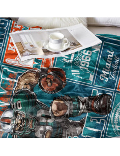 Manta de Fútbol LCXAPPE 152x127 cm Franela Verde Naranja 2