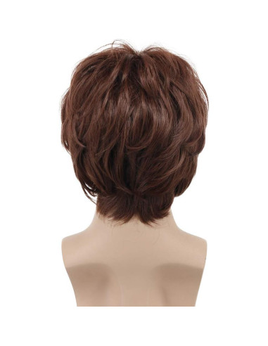 Peluca Disco para Hombres VGbeaty Marrón con Bigote 22.86 cm