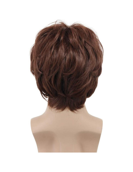 Peluca Disco para Hombres VGbeaty Marrón con Bigote 22.86 cm