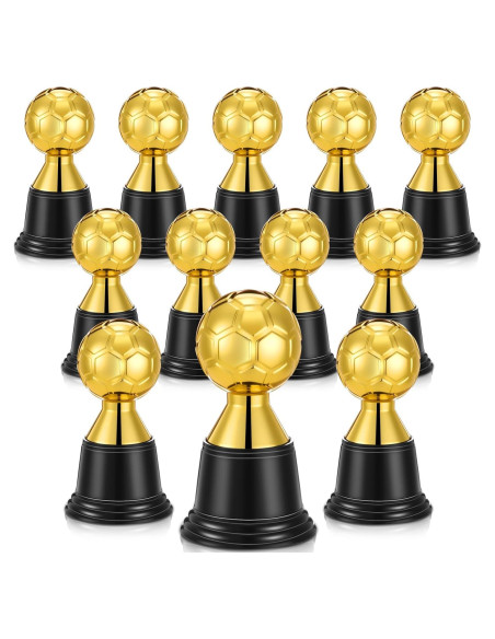 12 Mini Trofeos de Fútbol Dorados Leinuosen 11.4 cm Halloween