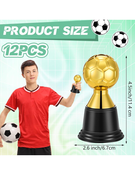 12 Mini Trofeos de Fútbol Dorados Leinuosen 11.4 cm Halloween