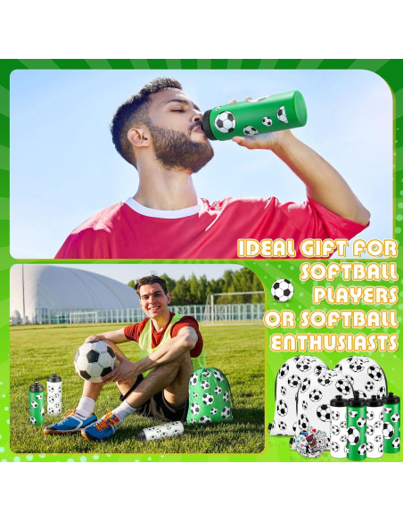 Set 24 Pcs Botellas de Agua Funnymoom Fútbol 20oz y Mochilas
