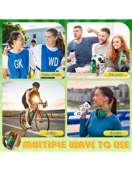 Set 24 Pcs Botellas de Agua Funnymoom Fútbol 20oz y Mochilas