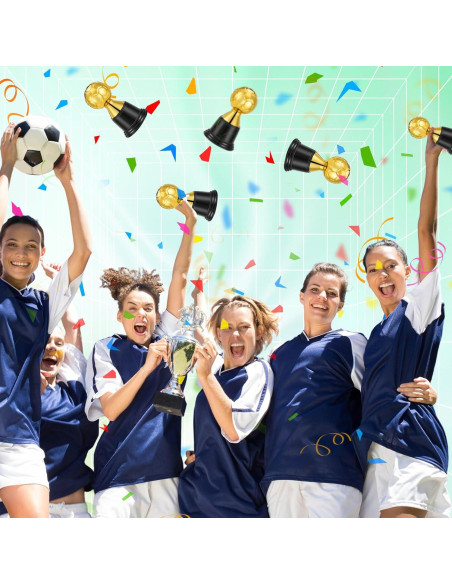 12 Mini Trofeos de Fútbol Dorados Leinuosen 11.4 cm Halloween