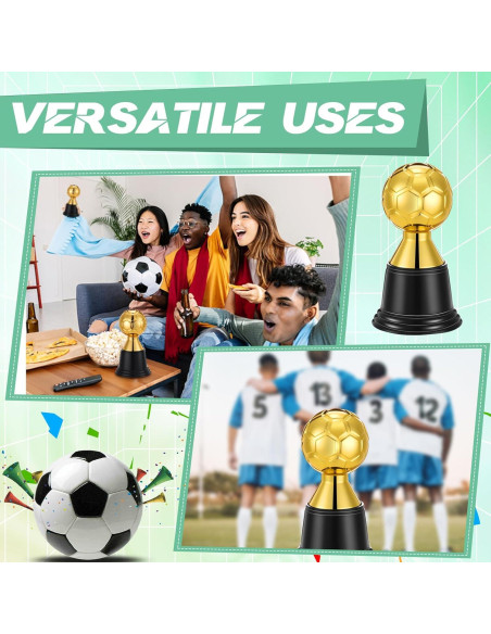 12 Mini Trofeos de Fútbol Dorados Leinuosen 11.4 cm Halloween