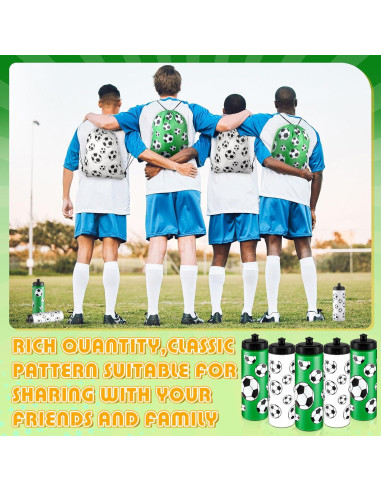 Set 24 Pcs Botellas de Agua Funnymoom Fútbol 20oz y Mochilas
