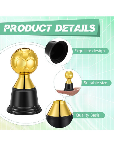 12 Mini Trofeos de Fútbol Dorados Leinuosen 11.4 cm Halloween