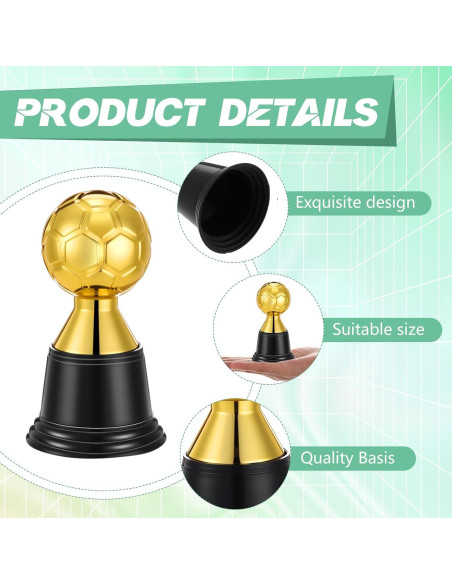 12 Mini Trofeos de Fútbol Dorados Leinuosen 11.4 cm Halloween