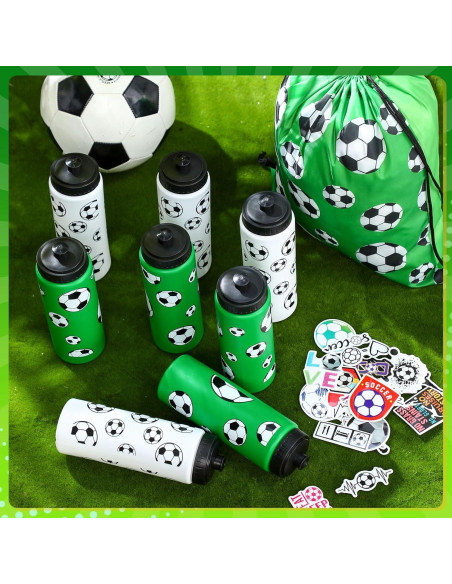 Set 24 Pcs Botellas de Agua Funnymoom Fútbol 20oz y Mochilas