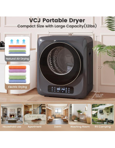 Secadora Portátil VCJ 12lbs 850W con 6 Modos y Temporizador 2