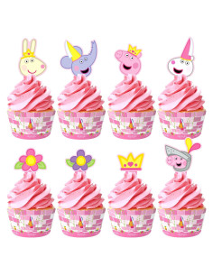 Decoraciones de Cumpleaños Peppa Pig - 24 Adornos y Fundas