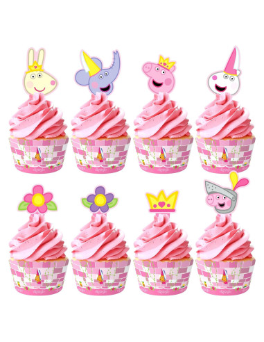 Decoraciones de Cumpleaños Peppa Pig - 24 Adornos y Fundas