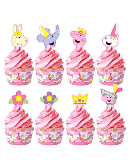 Decoraciones de Cumpleaños Peppa Pig - 24 Adornos y Fundas