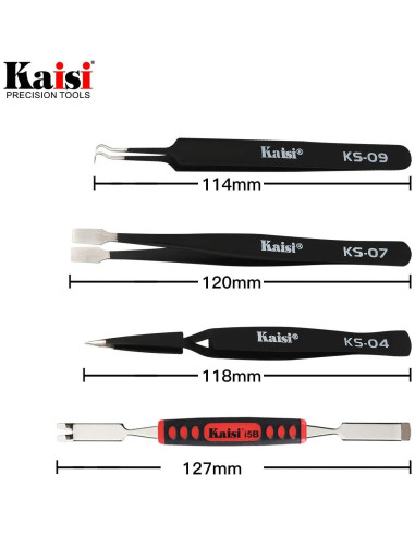 Juego de Pinzas de Precisión Antiestáticas Kaisi 13 Piezas