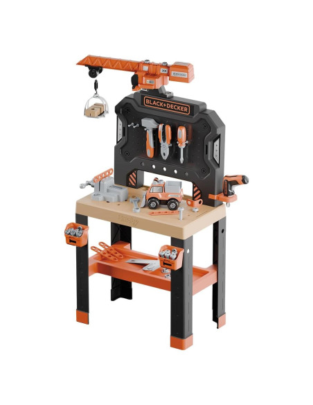 Banco de Trabajo Smoby Black+Decker con Grúa - 87 Accesorios