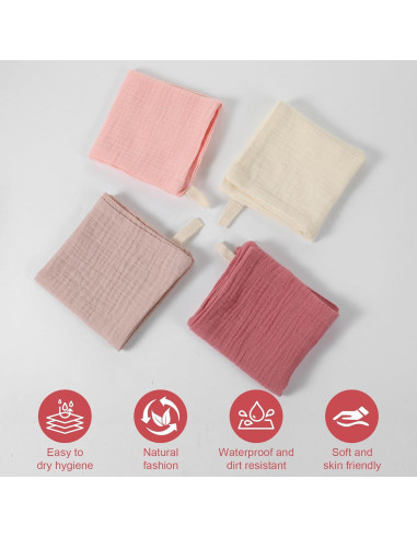 Paquete de 4 Toallas Faciales Reutilizables Qianyu 23x23 cm