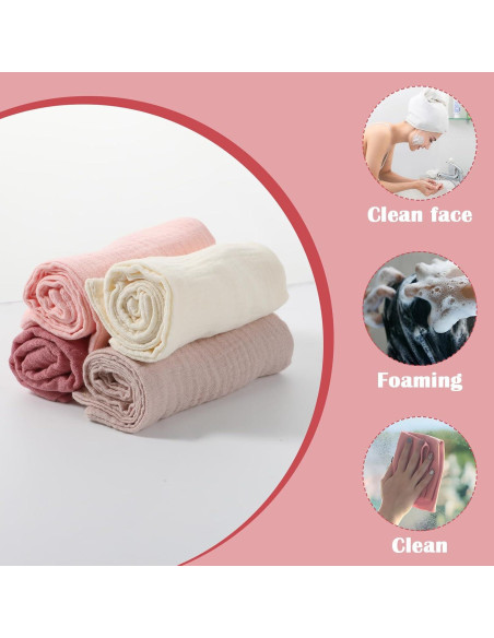 Paquete de 4 Toallas Faciales Reutilizables Qianyu 23x23 cm