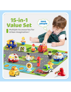 ALASOU Juguetes de Autos y Figuras para Niños 1-3 Años 2