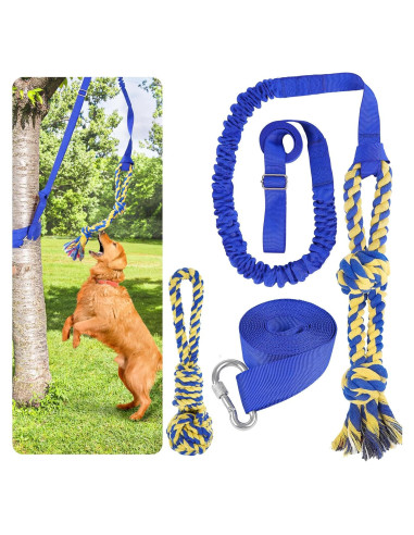 Juguete de tira y afloja para perros XiaZ - Cuerda elástica azul