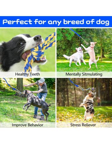 Juguete de tira y afloja para perros XiaZ - Cuerda elástica azul