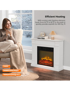 Chimenea Eléctrica ROVSUN 32" con Control Remoto y Manto 2