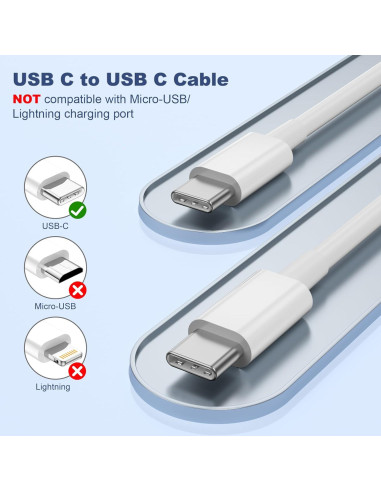 Cable USB C a USB C 60W Finekeep 3FT Carga Rápida iPhone