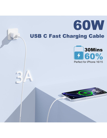 Cable USB C a USB C 60W Finekeep 3FT Carga Rápida iPhone