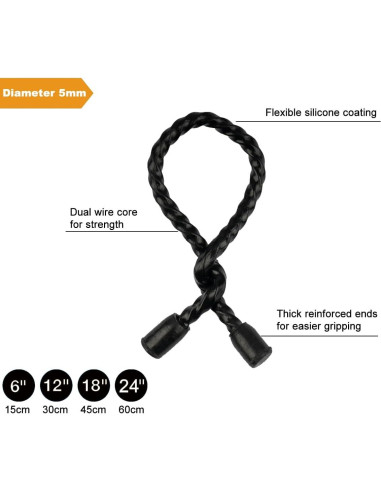 Ties de Silicona Reutilizables Genérico 15 cm 6 Paquetes Negros