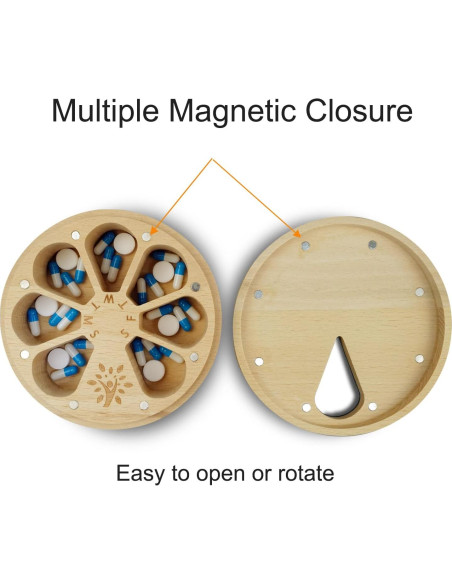 Organizador Semanal de Pastillas de Madera CHIEMOT 7 Días