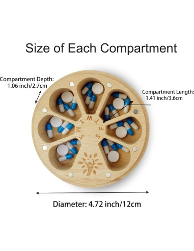 Organizador Semanal de Pastillas de Madera CHIEMOT 7 Días