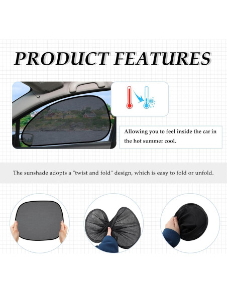 4 Sombrillas Plegables para Ventanas de Coche Stacool - Protección Solar