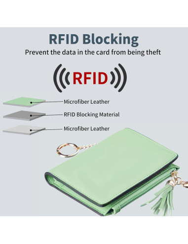 Billetera RFID para Mujeres Gostwo Verde con Llavero