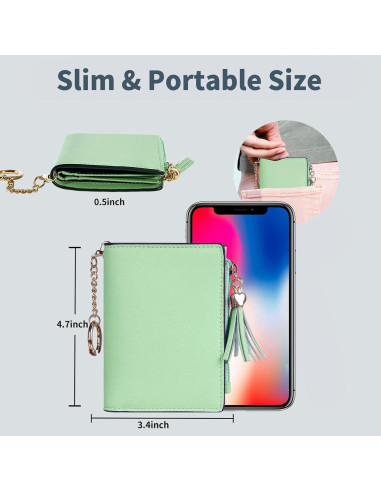 Billetera RFID para Mujeres Gostwo Verde con Llavero