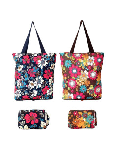 Bolsas de Compras Reutilizables Konish 2 Piezas Floral 40.6x39.1 cm
