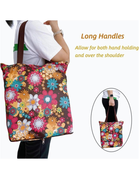 Bolsas de Compras Reutilizables Konish 2 Piezas Floral 40.6x39.1 cm