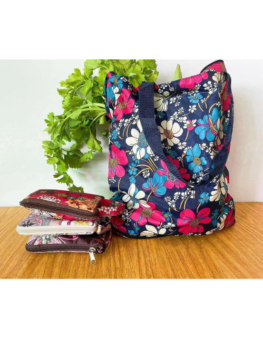 Bolsas de Compras Reutilizables Konish 2 Piezas Floral 40.6x39.1 cm