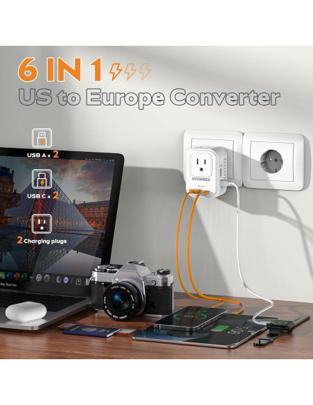 Convertidor de Voltaje KVOHBED 220V a 110V con USB