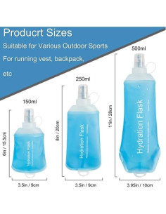 Botella de Agua Plegable CLINTT 500ml Azul TPU Reutilizable 2