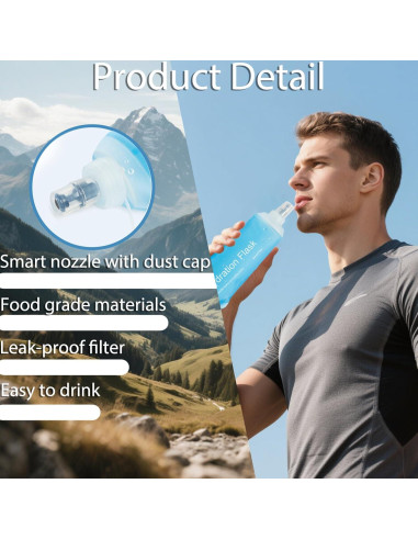 Botella de Agua Plegable CLINTT 500ml Azul TPU Reutilizable