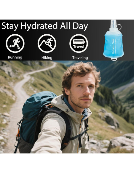 Botella de Agua Plegable CLINTT 500ml Azul TPU Reutilizable