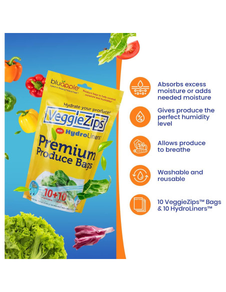 Bolsas de Almacenamiento VeggieZips Bluapple - 20 Piezas