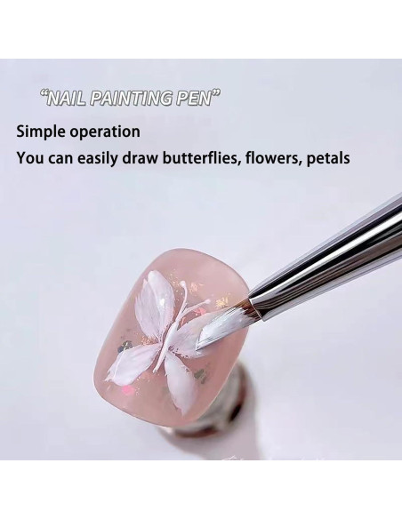 Cepillo de Uñas HNRongkya para Detalles de Pétalos y Mariposas