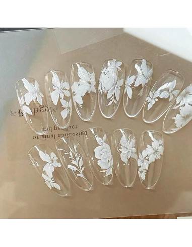 Cepillo de Uñas HNRongkya para Detalles de Pétalos y Mariposas