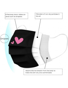 Mascarillas Desechables 50 Pcs SOGOODED Rosa Corazón 3 Capas 2